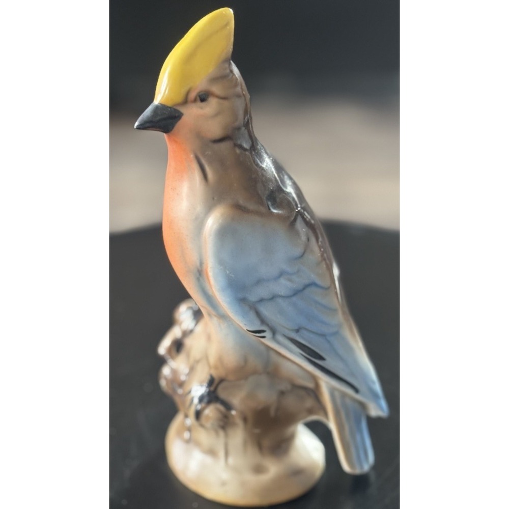 Vintage Tropical Crested Jay Bird Figurine Germany Porcelain Statue